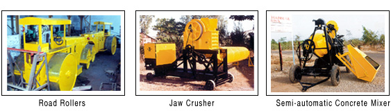 Road Roller, Jaw Crusher, Semi - automatic concrete mixer