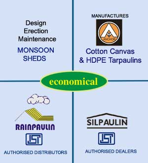 Manufacturers of Monsoon Sheds, Tarpaulin Structures, HDPE Tarpaulins, Cotton Canvas Tarpaulins, Navi Mumbai, India