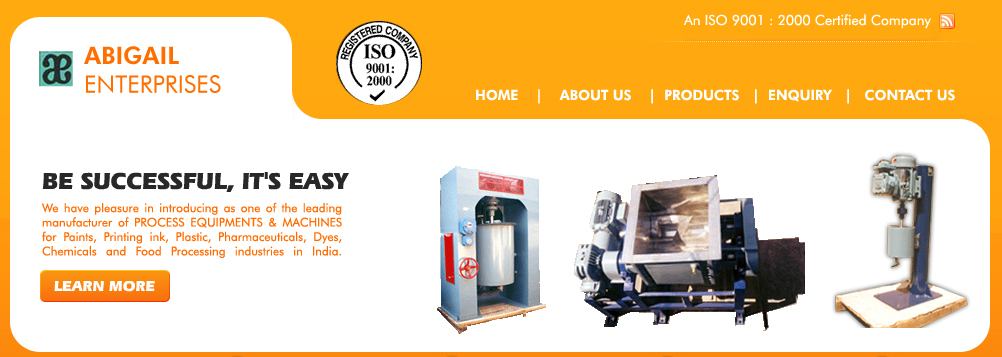 Manufacturer of Process Equipments & Machines, hydraulic dispersers, attritor, sigma kneader, pug mixer, ribbon blender, turn key projects for irons, disperser, high speed stirrer, double cone blender, sand mill, ribbon blender, ball mill, liquid filling machinery, triple roll mill