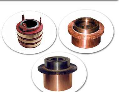 commutators, slip rings, rotor bars, carbon brush holders
